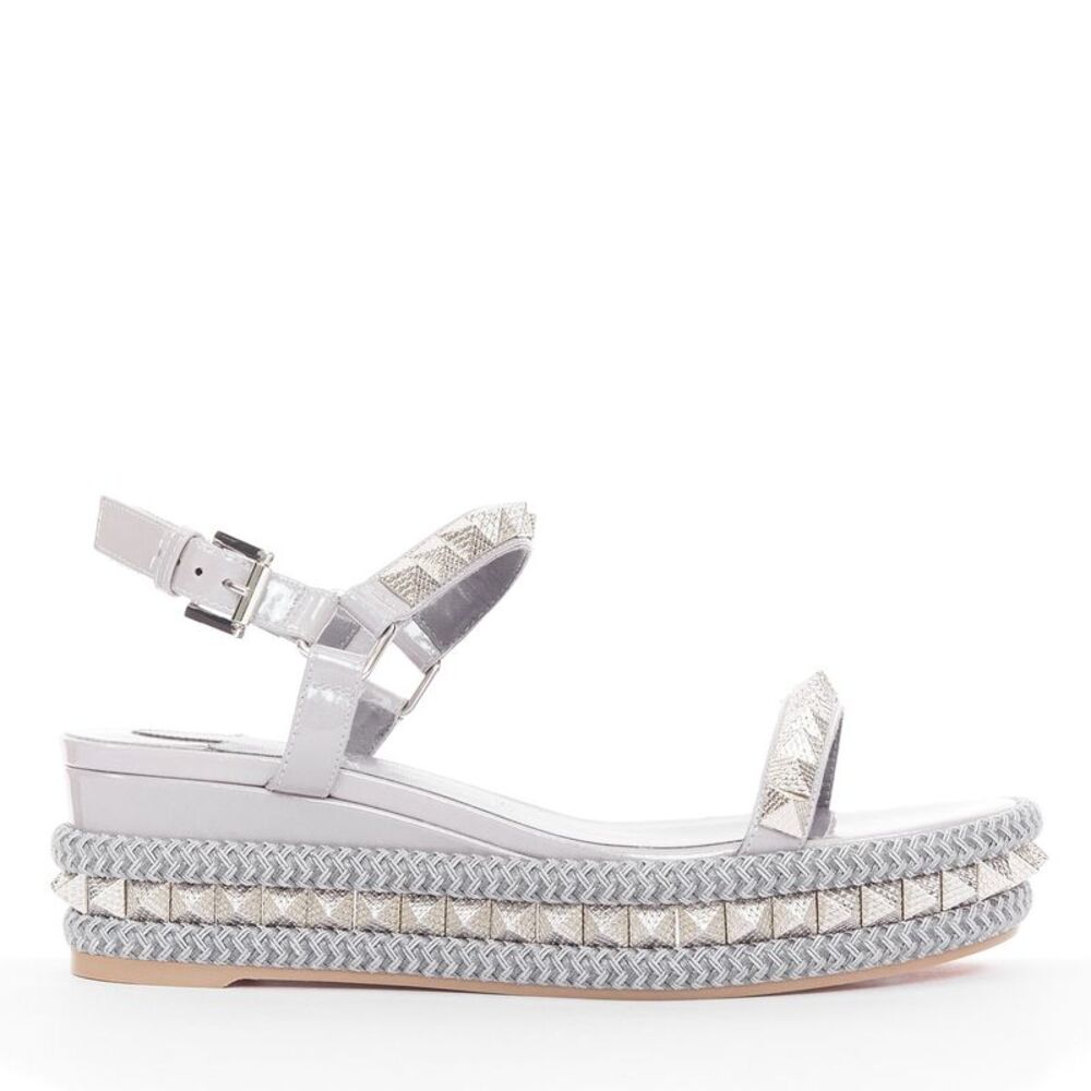 CHRISTIAN LOUBOUTIN Pyraclou 60 mauve patent spikes platform wedges EU38